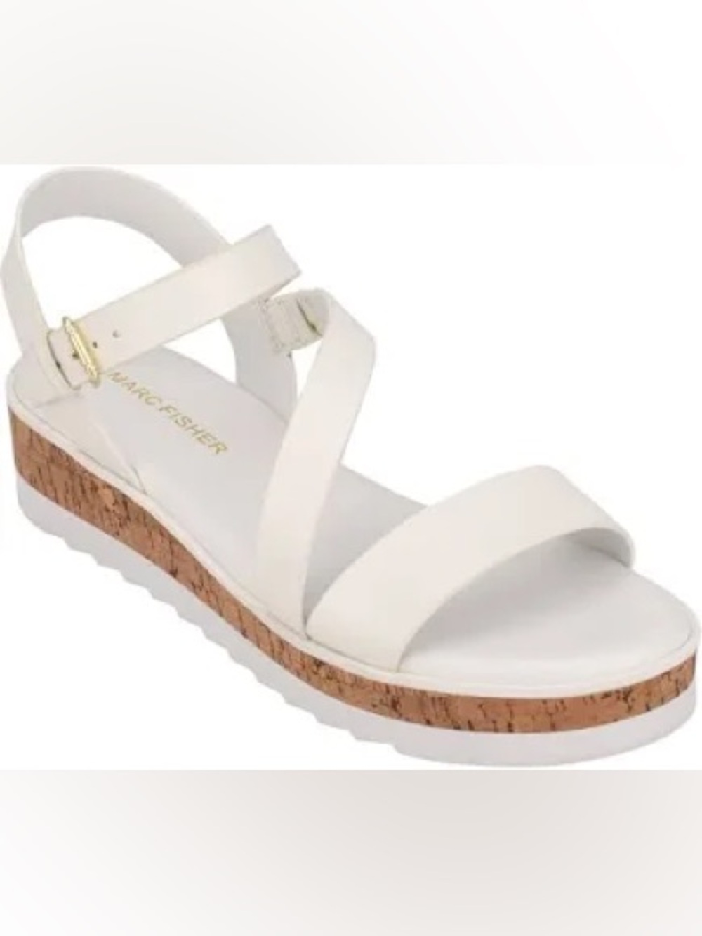 New Marc Fisher White Grandie Treaded Flatform Wedge Sandal w/AnkleStrap
Size 11